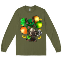 Army Green St. Patricks Clovers With Donkey Long Sleeve Tee - BundleAndBundleShop