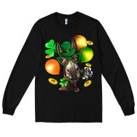 Black St. Patricks Clovers With Donkey Long Sleeve Tee - BundleAndBundleShop