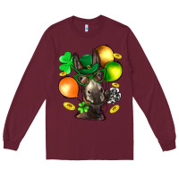 Burgundy St. Patricks Clovers With Donkey Long Sleeve Tee - BundleAndBundleShop