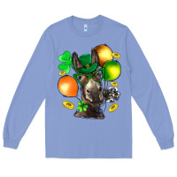 Colony Blue St. Patricks Clovers With Donkey Long Sleeve Tee - BundleAndBundleShop