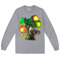 Heather Grey St. Patricks Clovers With Donkey Long Sleeve Tee - BundleAndBundleShop