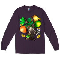 Plum St. Patricks Clovers With Donkey Long Sleeve Tee - BundleAndBundleShop