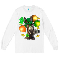 White St. Patricks Clovers With Donkey Long Sleeve Tee - BundleAndBundleShop