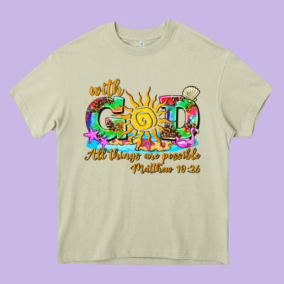 With God All Things Are Possible Summer Heavy Core Tee Designed By Adodesignshop