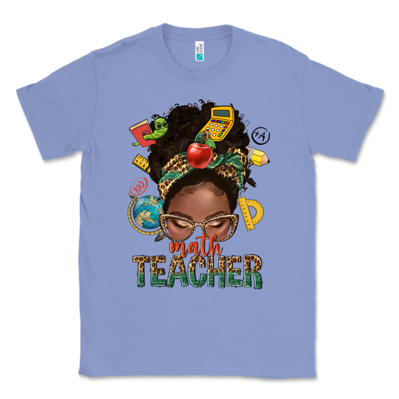 Math Teacher Life Afro Messy Bun Classic Tee by NancyCooperArtShop | Teevron