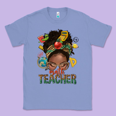 Math Teacher Life Afro Messy Bun Classic Tee Designed By Nancycooperartshop
