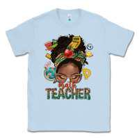 Dusty Blue math teacher life afro messy bun Classic Tee - NancyCooperArtShop
