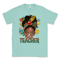 Seafoam math teacher life afro messy bun Classic Tee - NancyCooperArtShop