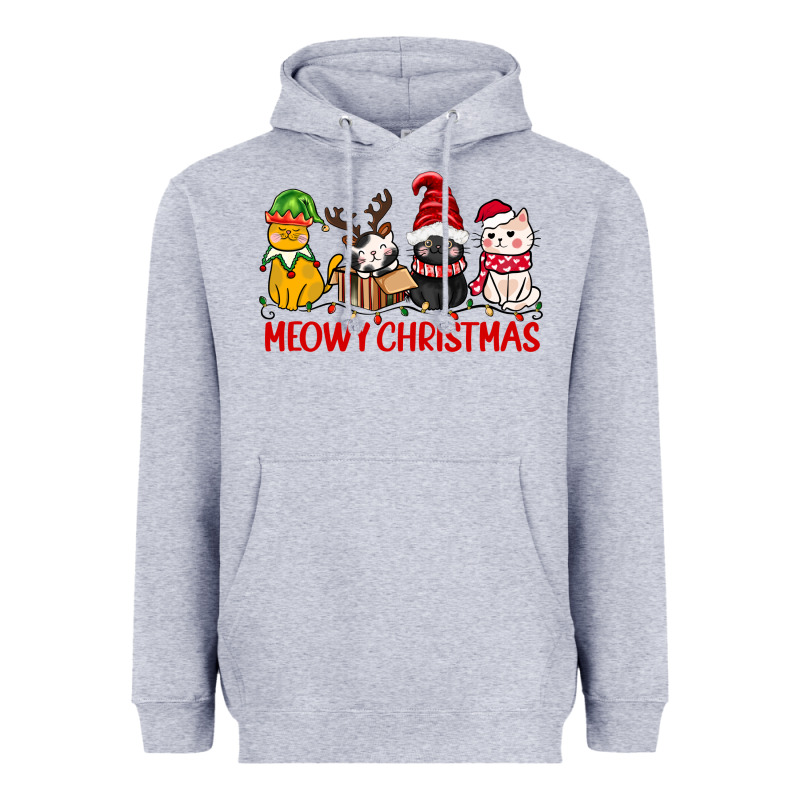 Meowy Christmas Heavyweight Hoodie by CowGirlArtShop | Teevron
