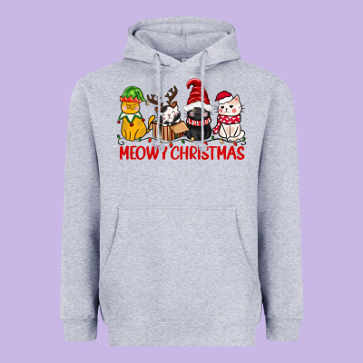 Meowy Christmas Heavyweight Hoodie Designed By Cowgirlartshop