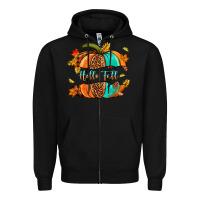 Black pumpkin hello fall Zipper Hoodie - NancyCooperArtShop