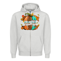 Dove Grey pumpkin hello fall Zipper Hoodie - NancyCooperArtShop