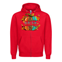 Red pumpkin hello fall Zipper Hoodie - NancyCooperArtShop