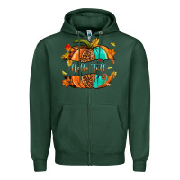 Sports Green pumpkin hello fall Zipper Hoodie - NancyCooperArtShop