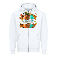 White pumpkin hello fall Zipper Hoodie - NancyCooperArtShop