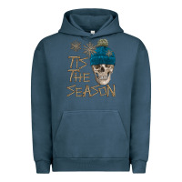 Pigment Midnight Navy skull tis the season winter Urban Hoodie - FaDigitalArtStudio