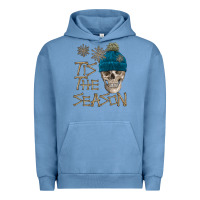 Pigment Pebble Blue skull tis the season winter Urban Hoodie - FaDigitalArtStudio