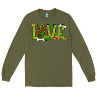 Army Green St. Patrick's Day love dog paw Long Sleeve Tee - BundleAndBundleShop