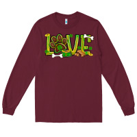 Burgundy St. Patrick's Day love dog paw Long Sleeve Tee - BundleAndBundleShop
