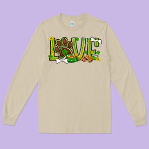 St. Patrick's Day Love Dog Paw Long Sleeve Tee Designed By Bundleandbundleshop