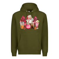 Pink Christmas Pink Tree Santa Coffe Cups Premium Hoodie | Teevron