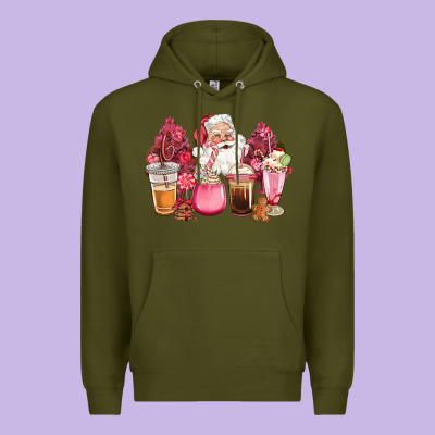 Pink Christmas Pink Tree Santa Coffe Cups Premium Hoodie Designed By Cowgirlartshop