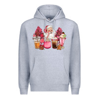 Heather Grey pink christmas pink tree santa coffe cups Premium Hoodie - CowGirlArtShop