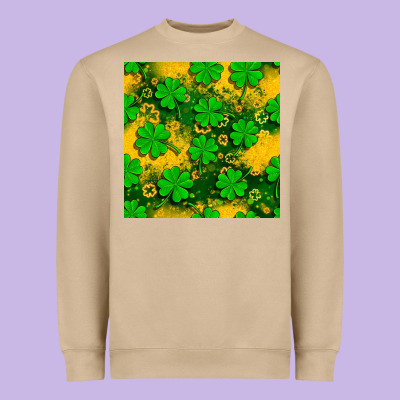 St. Patricks Clover Pattern Digital Paper Heavyweight Sweatshirt Designed By Bundleandbundleshop