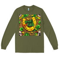 Army Green St. Patricks good luck with cow digital paper Long Sleeve Tee - BundleAndBundleShop
