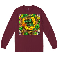 Burgundy St. Patricks good luck with cow digital paper Long Sleeve Tee - BundleAndBundleShop
