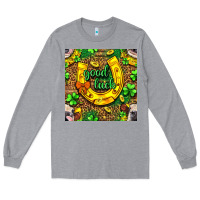 Heather Grey St. Patricks good luck with cow digital paper Long Sleeve Tee - BundleAndBundleShop