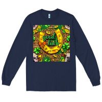 Navy St. Patricks good luck with cow digital paper Long Sleeve Tee - BundleAndBundleShop