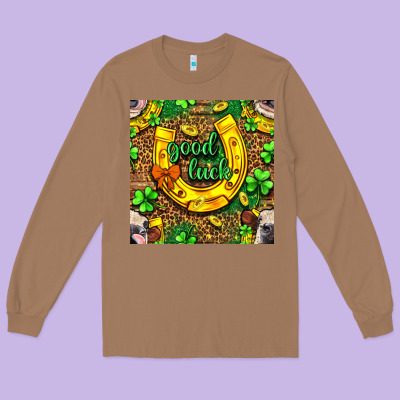 St. Patricks Good Luck With Cow Digital Paper Long Sleeve Tee Designed By Bundleandbundleshop