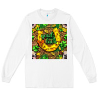 White St. Patricks good luck with cow digital paper Long Sleeve Tee - BundleAndBundleShop