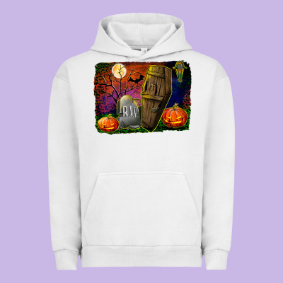 Headstone And Coffin Background Urban Hoodie Designed By Bundleandbundleshop