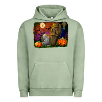 Pigment Oil Green headstone and coffin background Urban Hoodie - BundleAndBundleShop