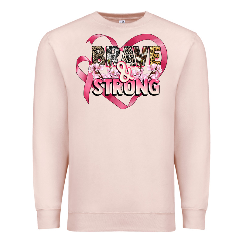 Brave And Strong Cancer Awareness Premium Sweatshirt by CowGirlArtShop | Teevron