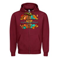 Burgundy thankful grateful blessed mom pumpkin Zipper Hoodie - NancyCooperArtShop