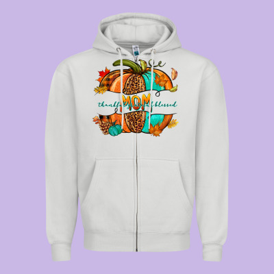 Thankful Grateful Blessed Mom Pumpkin Zipper Hoodie Designed By Nancycooperartshop
