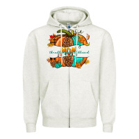 Oatmeal Heather thankful grateful blessed mom pumpkin Zipper Hoodie - NancyCooperArtShop