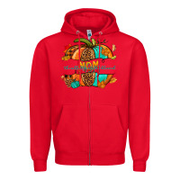 Red thankful grateful blessed mom pumpkin Zipper Hoodie - NancyCooperArtShop