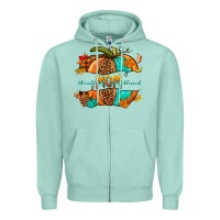 Seafoam thankful grateful blessed mom pumpkin Zipper Hoodie - NancyCooperArtShop