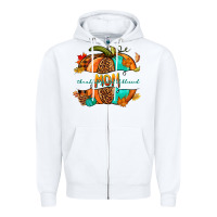 White thankful grateful blessed mom pumpkin Zipper Hoodie - NancyCooperArtShop