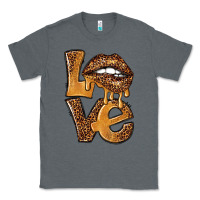 Charcoal Heather love leopard with lips Classic Tee - NancyCooperArtShop