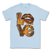 Dusty Blue love leopard with lips Classic Tee - NancyCooperArtShop