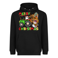 Black merry christmas crew tractor Heavyweight Hoodie - CowGirlArtShop