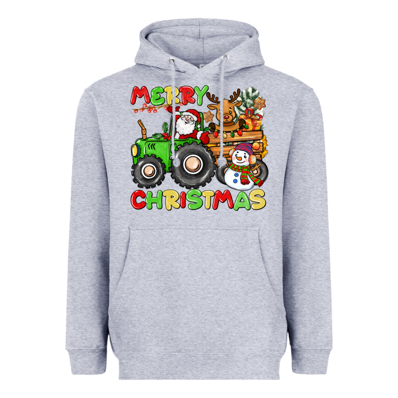 Merry Christmas Crew Tractor Heavyweight Hoodie by CowGirlArtShop | Teevron