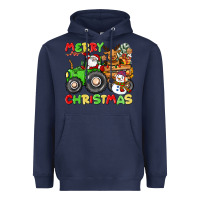 Navy merry christmas crew tractor Heavyweight Hoodie - CowGirlArtShop
