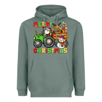 Sage merry christmas crew tractor Heavyweight Hoodie - CowGirlArtShop