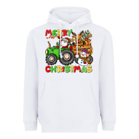 White merry christmas crew tractor Heavyweight Hoodie - CowGirlArtShop
